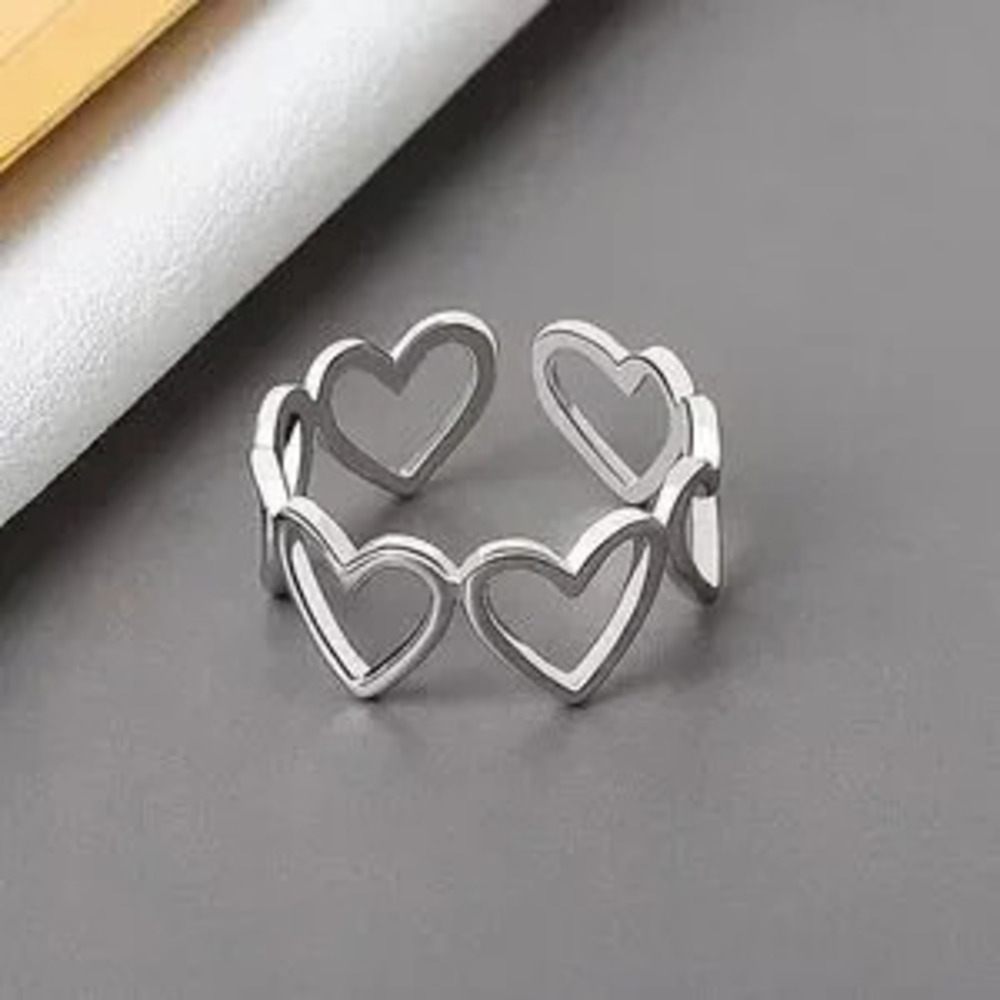 New Heart Adjustable Silver Delicate Minimalist?Ring